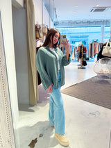 Kurze Waffle Bluse Olive