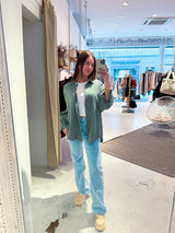 Kurze Waffle Bluse Olive