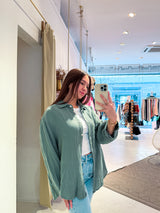 Kurze Waffle Bluse Olive