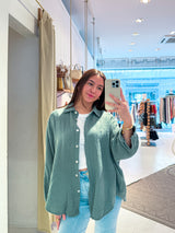 Kurze Waffle Bluse Olive