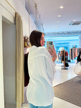 Kurze Waffle Bluse Weiß