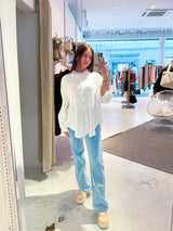 Kurze Waffle Bluse Weiß