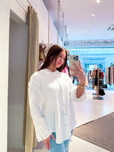 Kurze Waffle Bluse Weiß