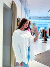 Kurze Waffle Bluse Weiß