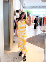 Maxikleid Gestreift Gelb