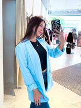Oversized Blazer Basic Hellblau