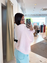 Kurze Oversized Strickjacke mit Schleifen Rosa