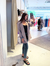 Oversized Blazer mit Leomuster Taupe