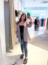 Oversized Blazer mit Leomuster Taupe
