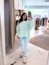Kurze Oversized Strickjacke Mint