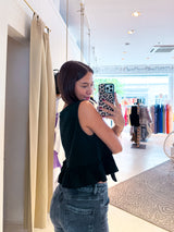 Waffle Top mit Schleife Schwarz