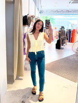 Waffle Top mit Schleife Gelb