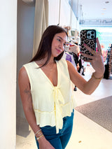 Waffle Top mit Schleife Gelb