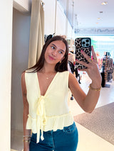 Waffle Top mit Schleife Gelb