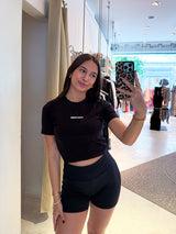 Ines Cropped Baby Tee Black White Gum