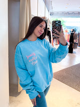 Good Vibes Only Crew Neck Hellblau