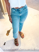 Long Mom Jeans Classic Blau