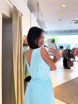 Plissee Jumpsuit Hellblau