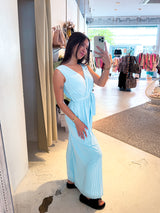 Plissee Jumpsuit Hellblau