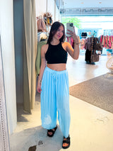 Plissee Hose Hellblau