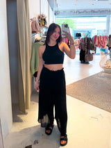 Plissee Hose Schwarz