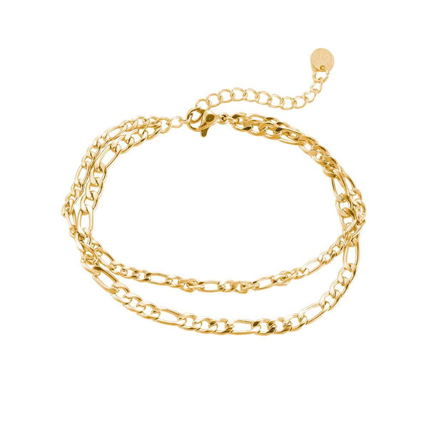 Double Layer Antonia with 1 wider Chain Edelstahl Armband Gold