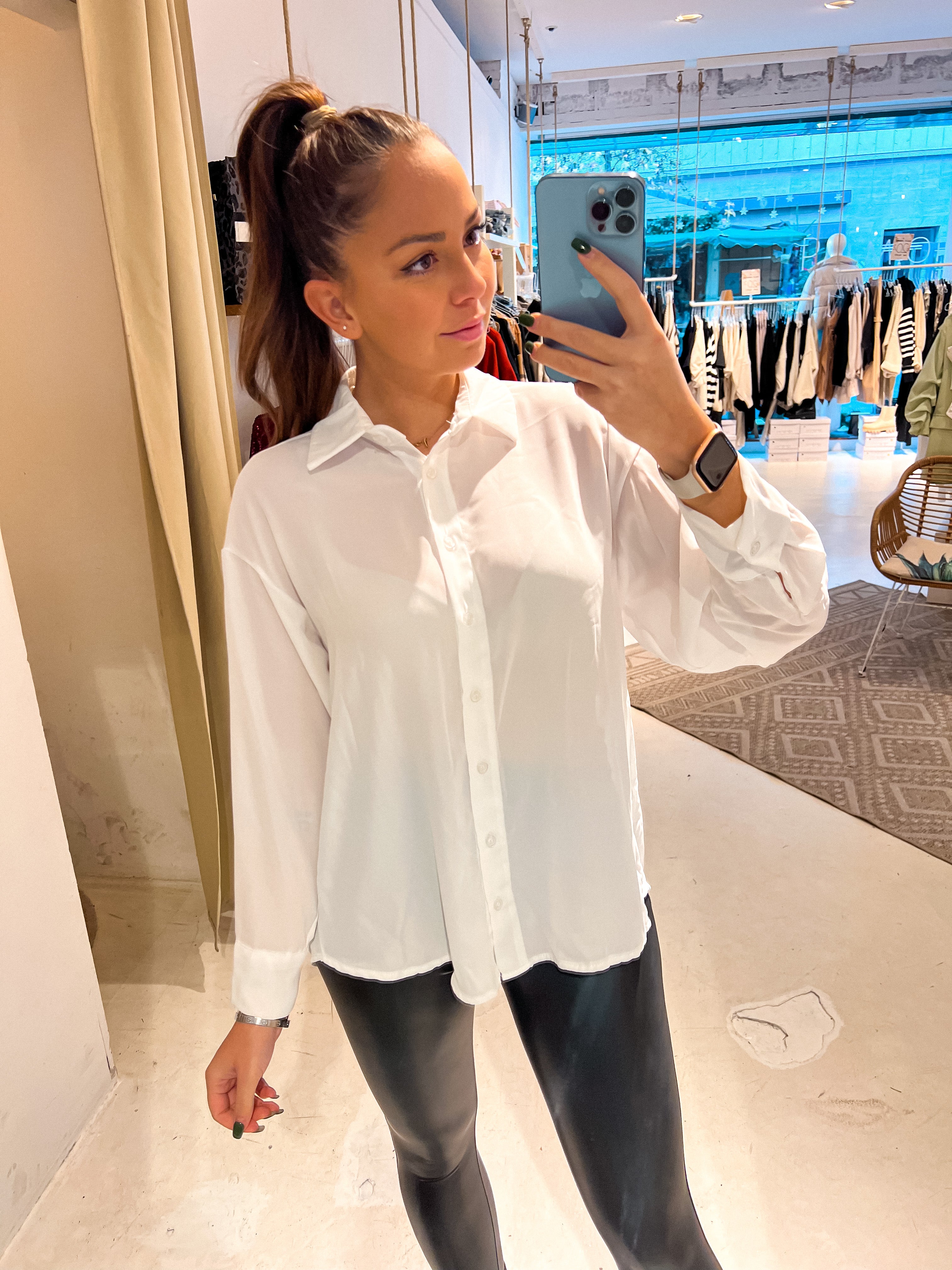 Kurze bluse wei palm of paradise