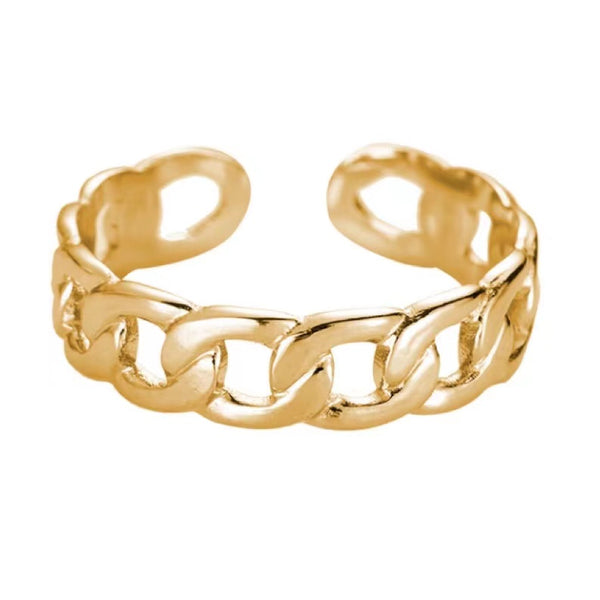 Lock Chain Edelstahl Ring Gold