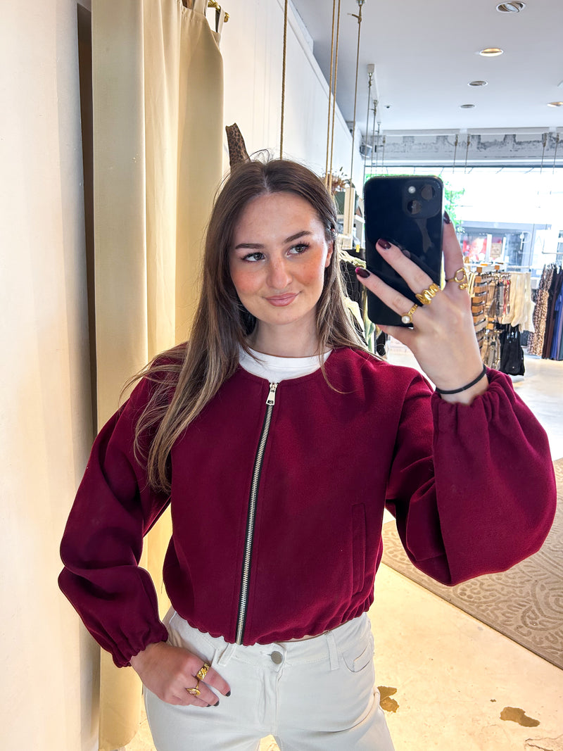 Bomberjacke Basic Weinrot