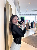 Mesh Body mit Glitzer Schwarz