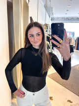 Mesh Body mit Glitzer Schwarz