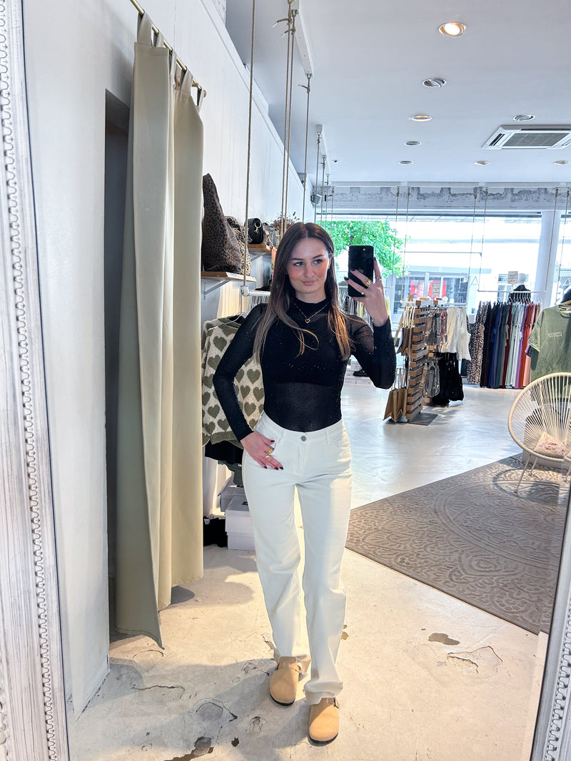 Mesh Body mit Glitzer Schwarz