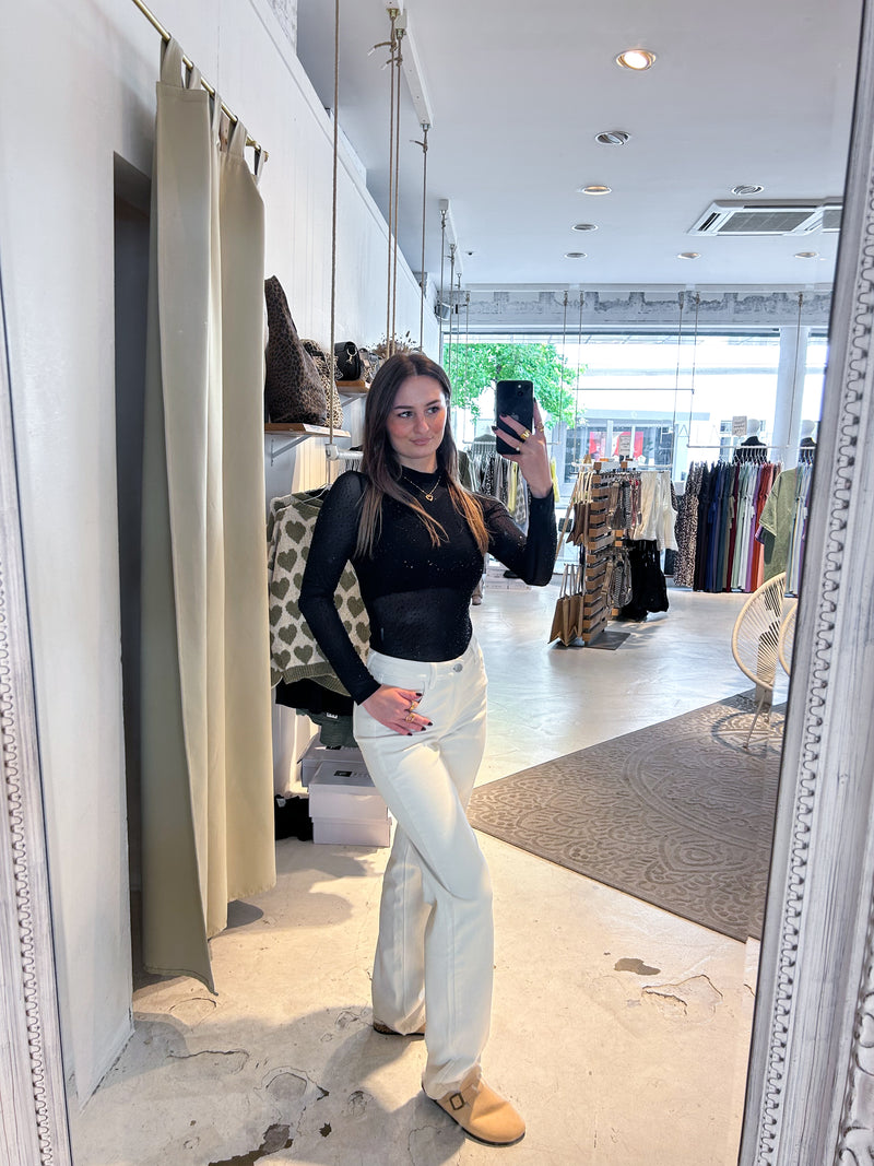Mesh Body mit Glitzer Schwarz
