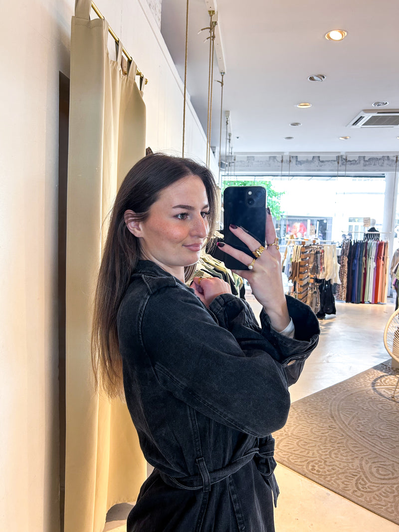 Jeans Mantel Schwarz