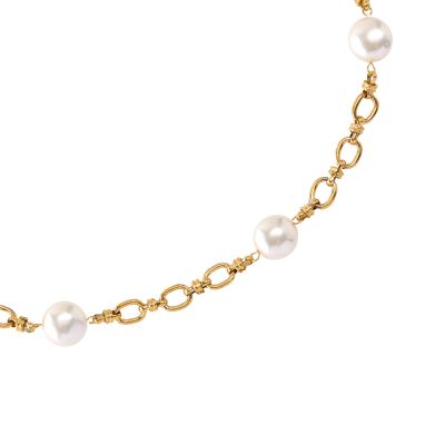 Pearly Connected Edelstahl Kette Gold