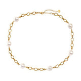 Pearly Connected Edelstahl Kette Gold