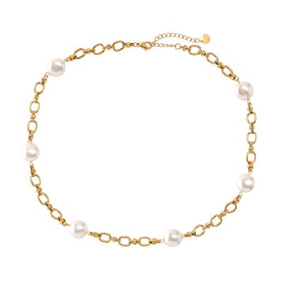 Pearly Connected Edelstahl Kette Gold