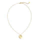 Round Plate With Sunken Simple Chain Edelstahl Halskette Gold