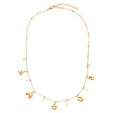 Amour with Pearl Edelstahl Halskette Gold