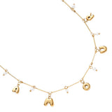 Amour with Pearl Edelstahl Halskette Gold
