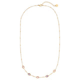 Small Oval Glass Edelstahl Halskette Gold Hellviolett