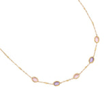 Small Oval Glass Edelstahl Halskette Gold Hellviolett
