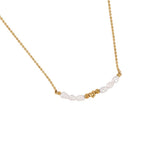 Perle und Mini Herz Edelstahl Halskette Gold