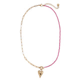 Farbige Beads Herz Edelstahl Halskette Gold