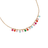 Viele runde Zirkonia Edelstahl Halskette Gold Bunt