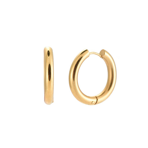 25mm Simple Hoop Edelstahl Ohrringe Gold