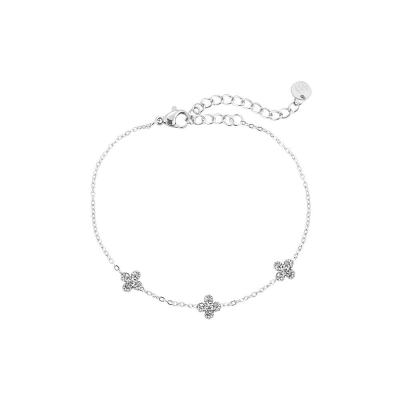 Tiny Lucky Flower Edelstahl Armband Silber