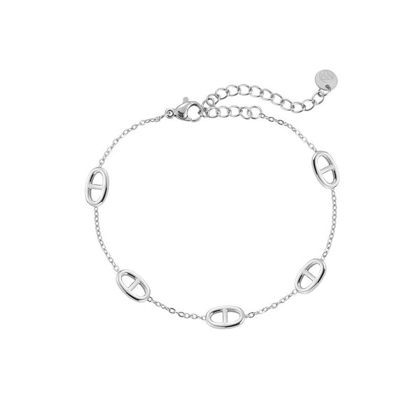 Multiple Nose Chain Edelstahl Armband Silber