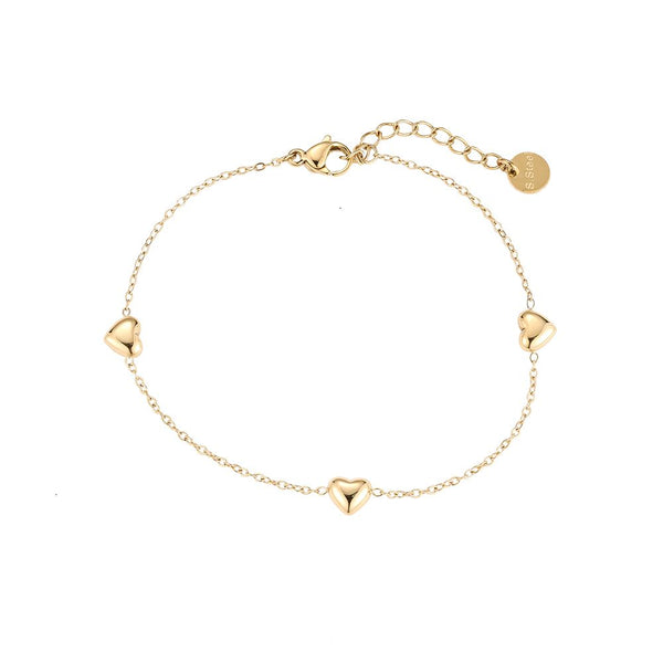 Tri-Heart Edelstahl Armband Gold
