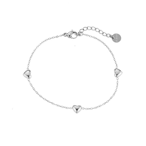 Tri-Heart Edelstahl Armband Silber